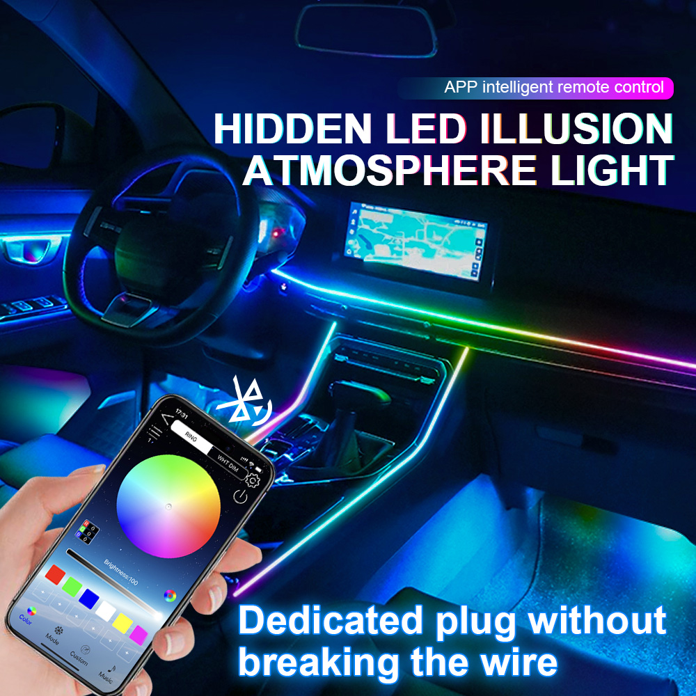 6/10/14/18 في 1 ضوء السيارة ال - مراجعة Led Ambient Interior Car Lights App Control وسعره