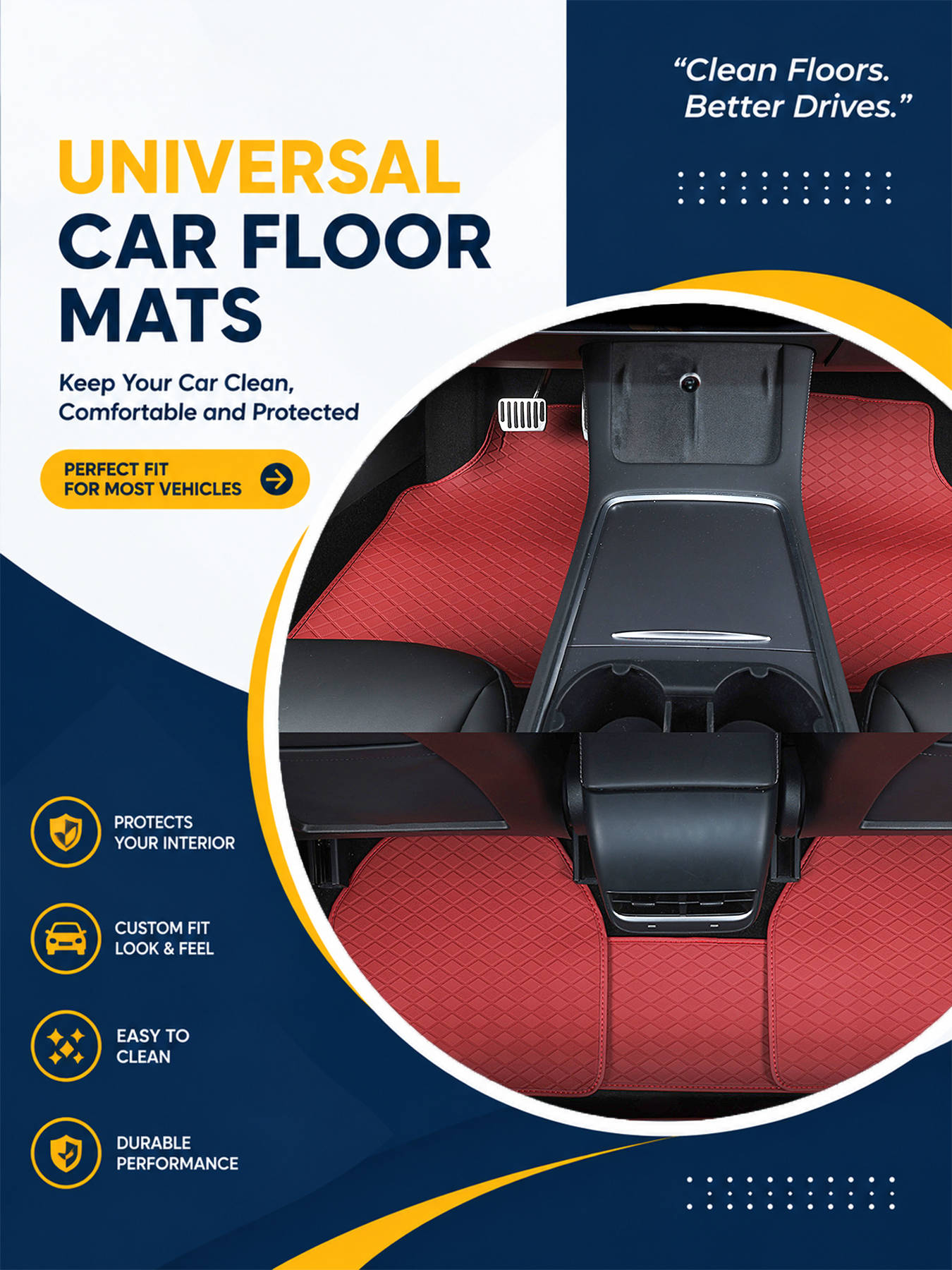 مجموعة كاملة من دواسات أرضية ل - مراجعة Car Floor Mats Universal Waterproof Leather وسعره